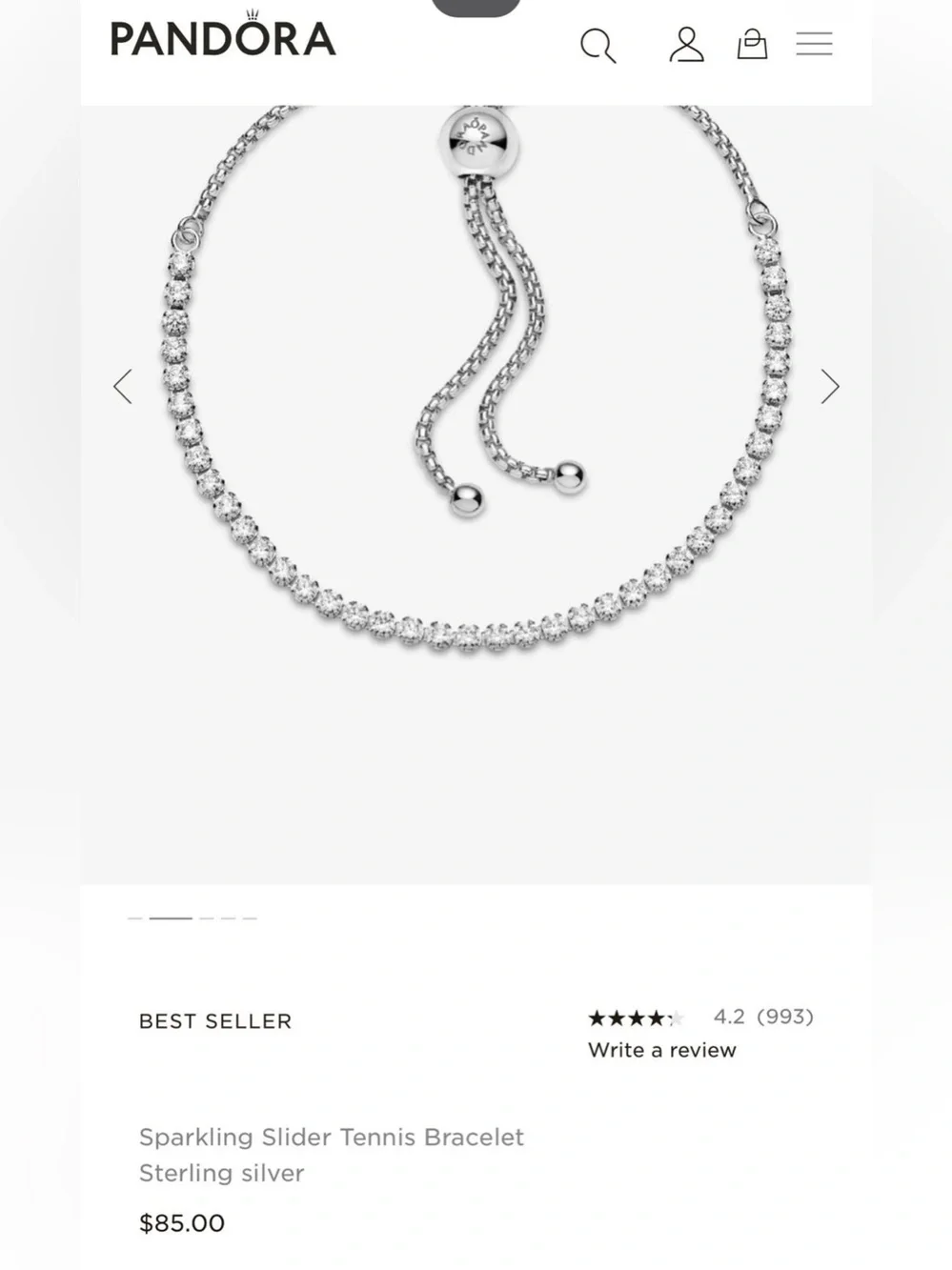Pandora Sparkling Slider Tennis Bracelet